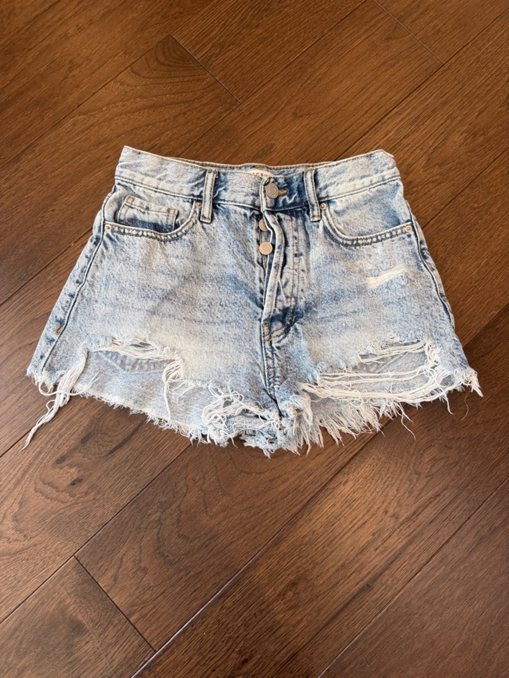 PacSun Light Blue High-Rise Distressed Denim Shorts - Size 24 - C31-041